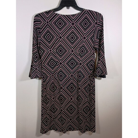 NWT Liz Claiborne Geometric Black Pink Elbow Flare Sleeve Shift Dress Size 6 - Picture 6 of 6